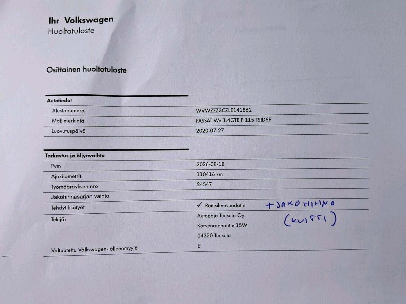 Volkswagen Passat vaihtoauto
