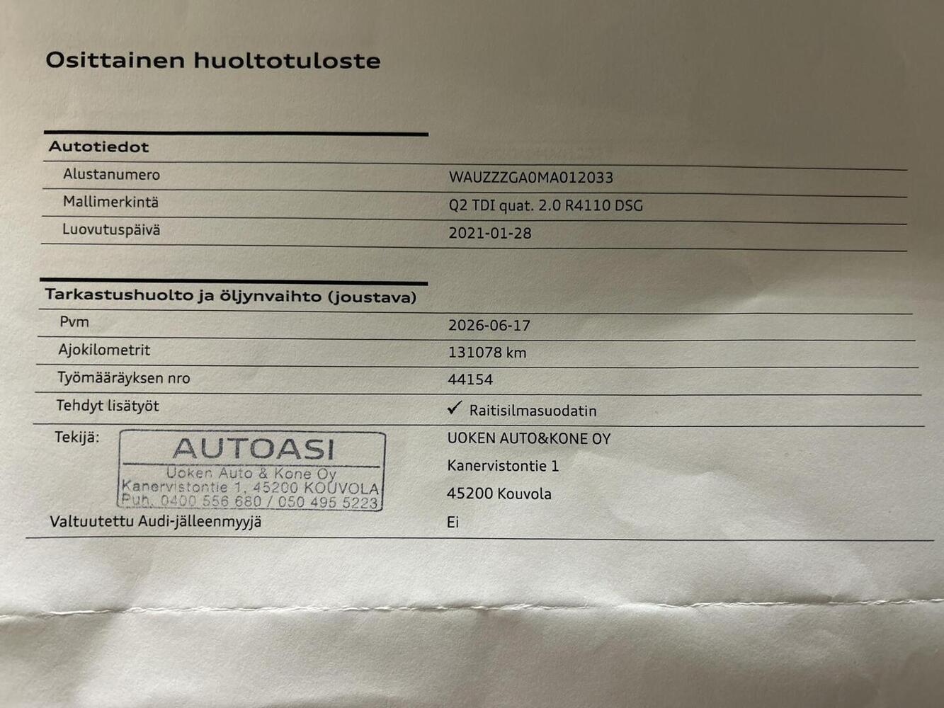 Audi Q2 vaihtoauto
