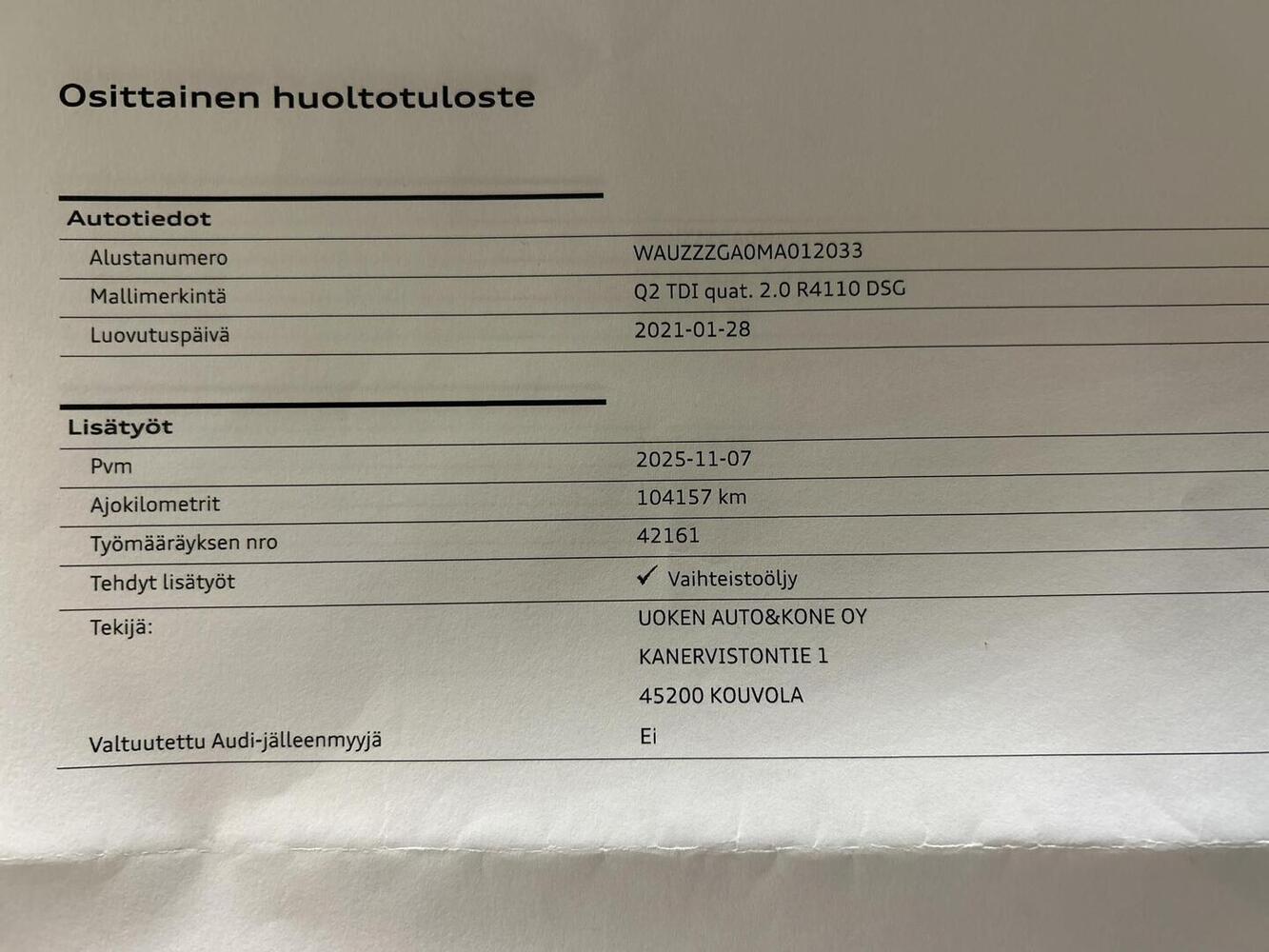 Audi Q2 vaihtoauto