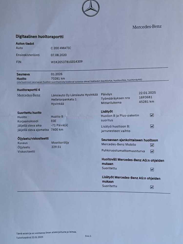 Mercedes-Benz C vaihtoauto