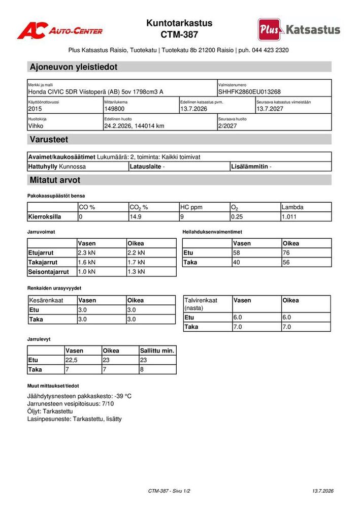 Honda Civic vaihtoauto