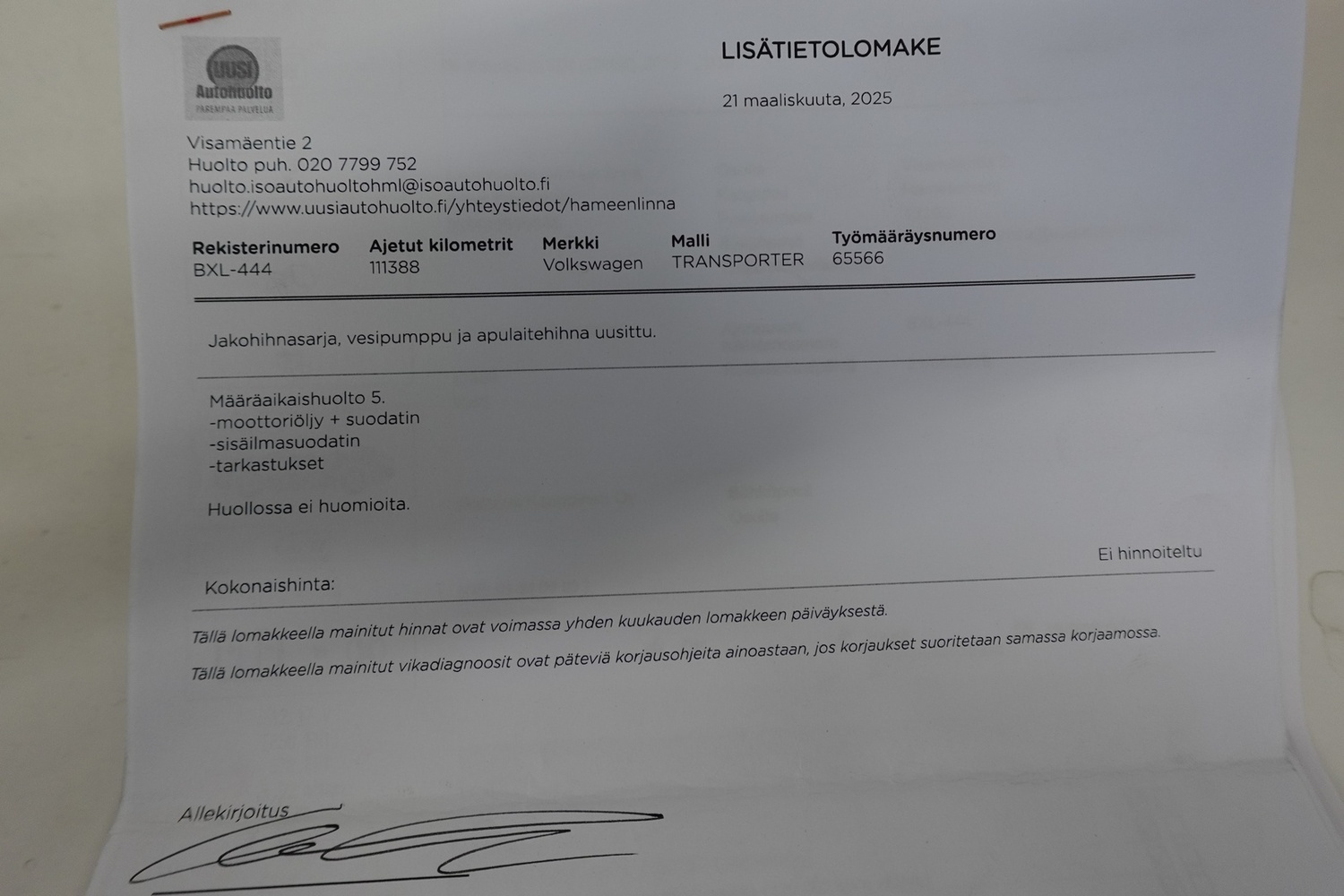 Volkswagen Transporter vaihtoauto