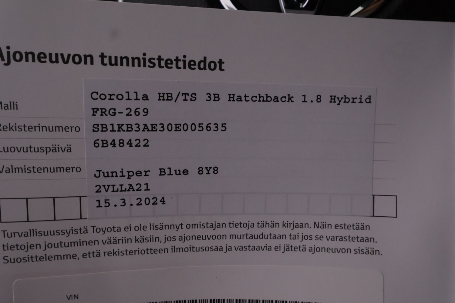 Toyota Corolla vaihtoauto