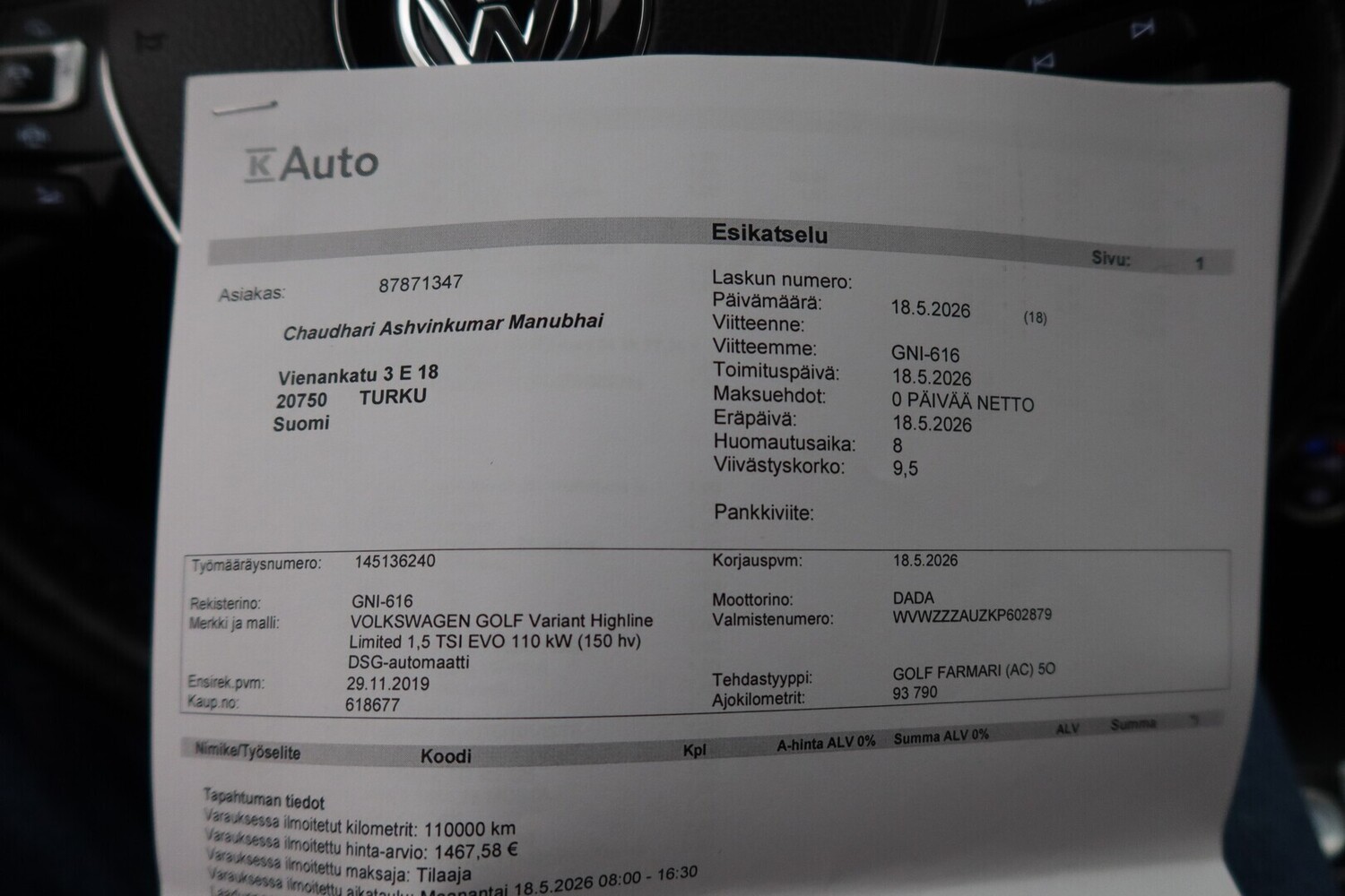 Volkswagen Golf vaihtoauto
