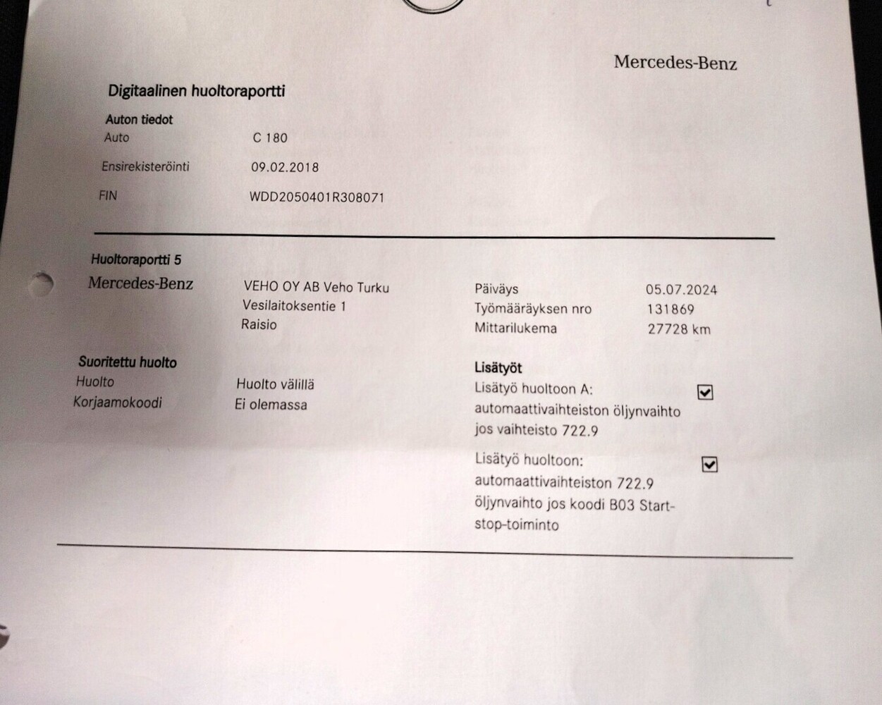 Mercedes-Benz C vaihtoauto