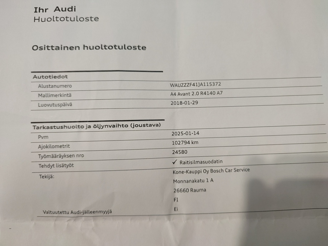 Audi A4 vaihtoauto