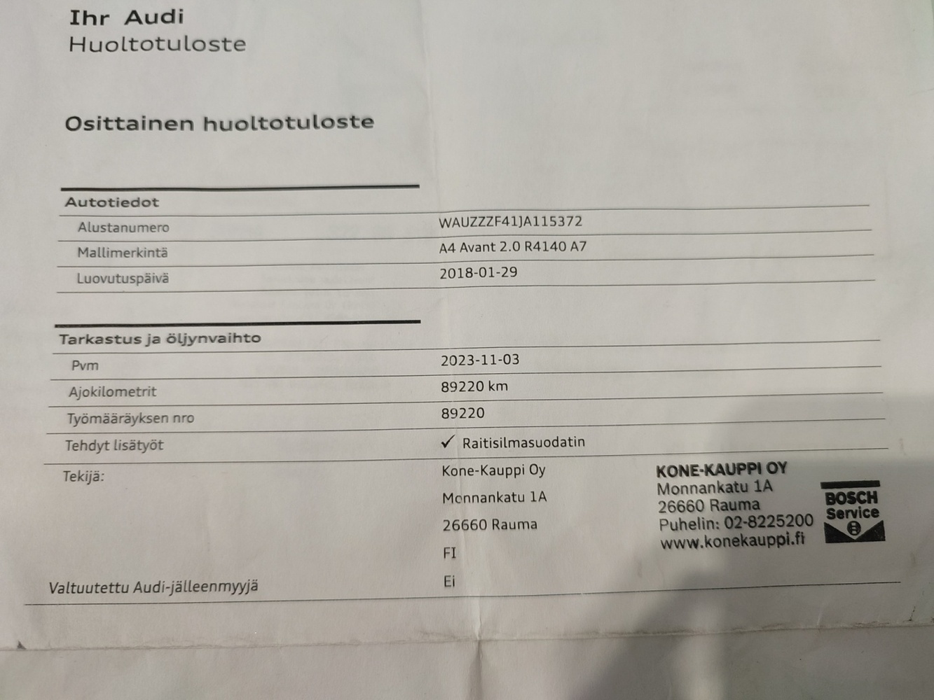Audi A4 vaihtoauto