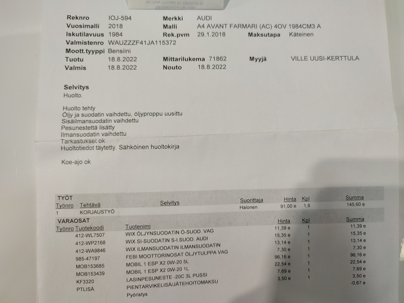 Audi A4 vaihtoauto