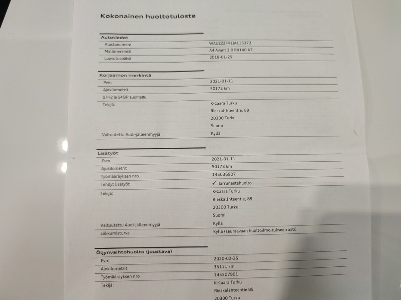 Audi A4 vaihtoauto