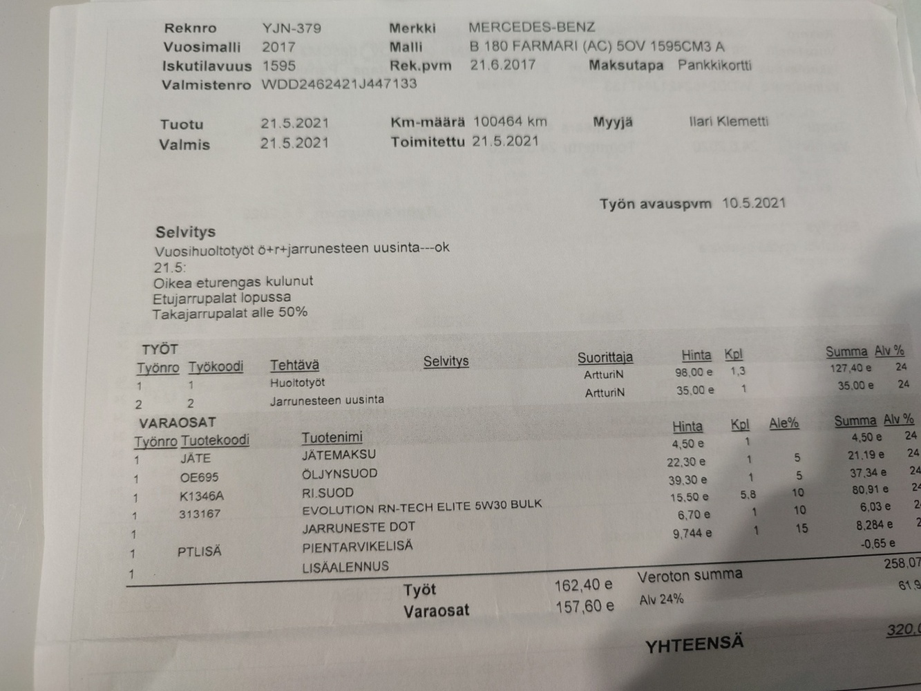 Mercedes-Benz B vaihtoauto