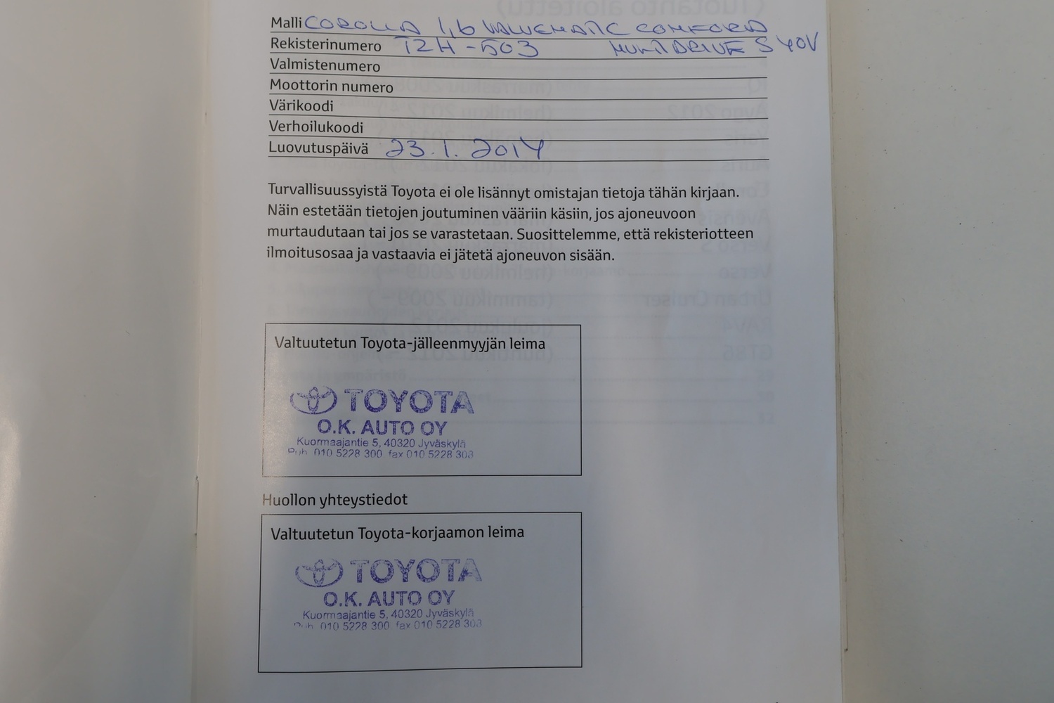 Toyota Corolla vaihtoauto