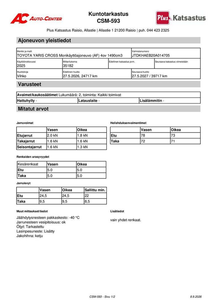 Toyota Yaris Cross vaihtoauto