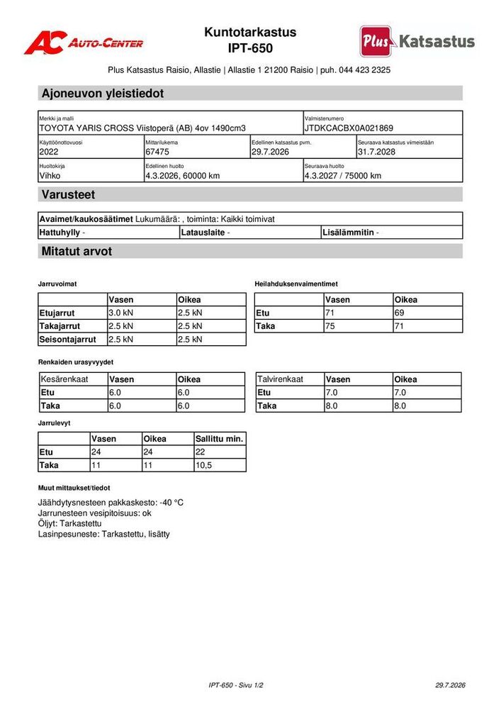 Toyota Yaris Cross vaihtoauto