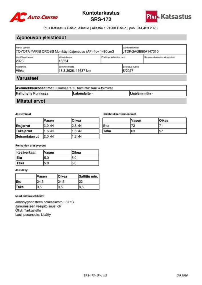 Toyota Yaris Cross vaihtoauto