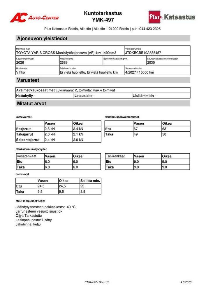 Toyota Yaris Cross vaihtoauto