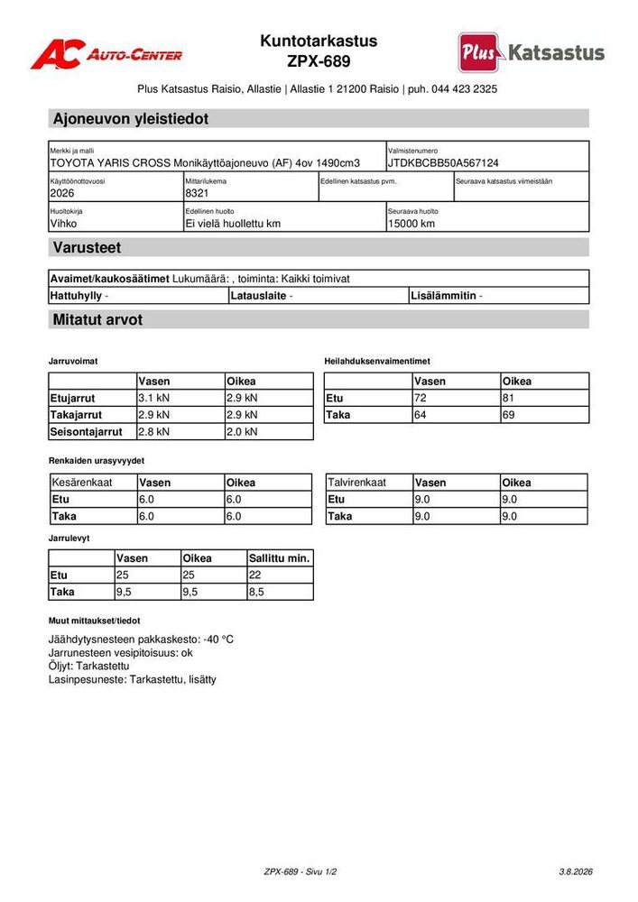 Toyota Yaris Cross vaihtoauto