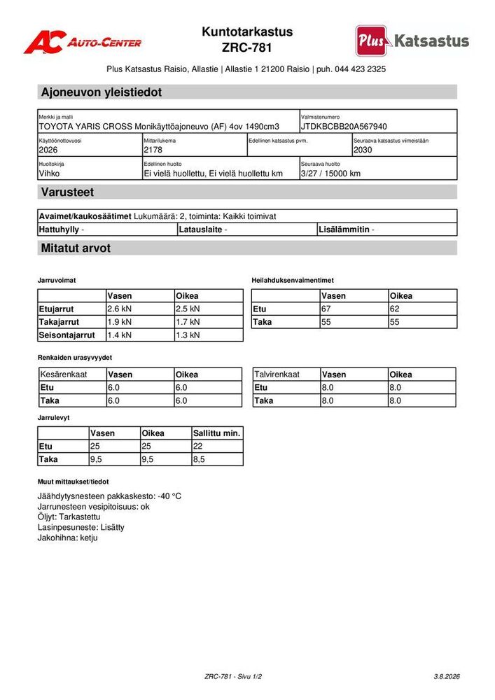 Toyota Yaris Cross vaihtoauto
