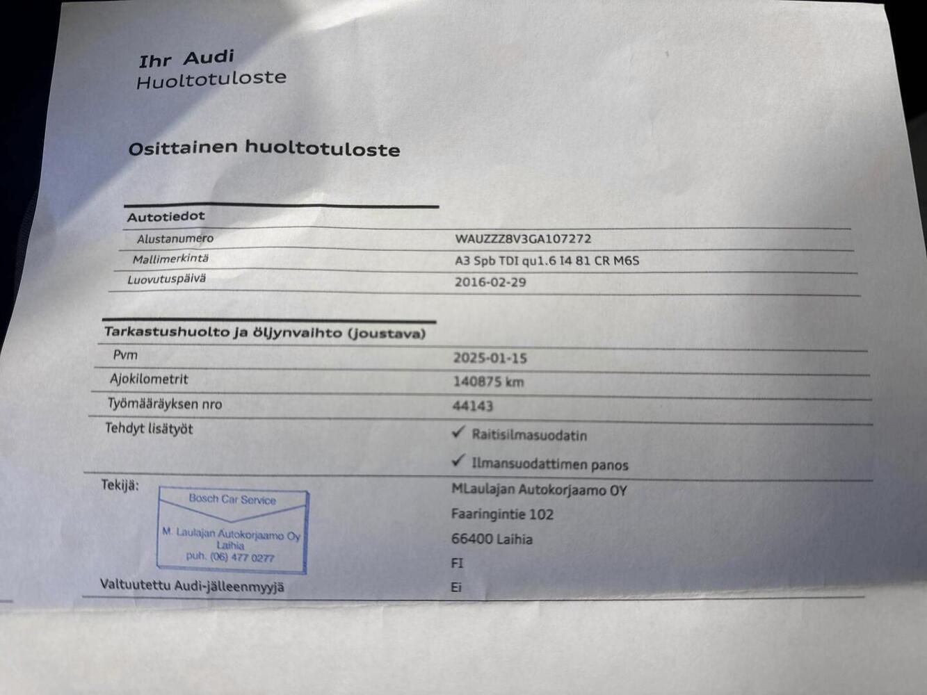 Audi A3 vaihtoauto