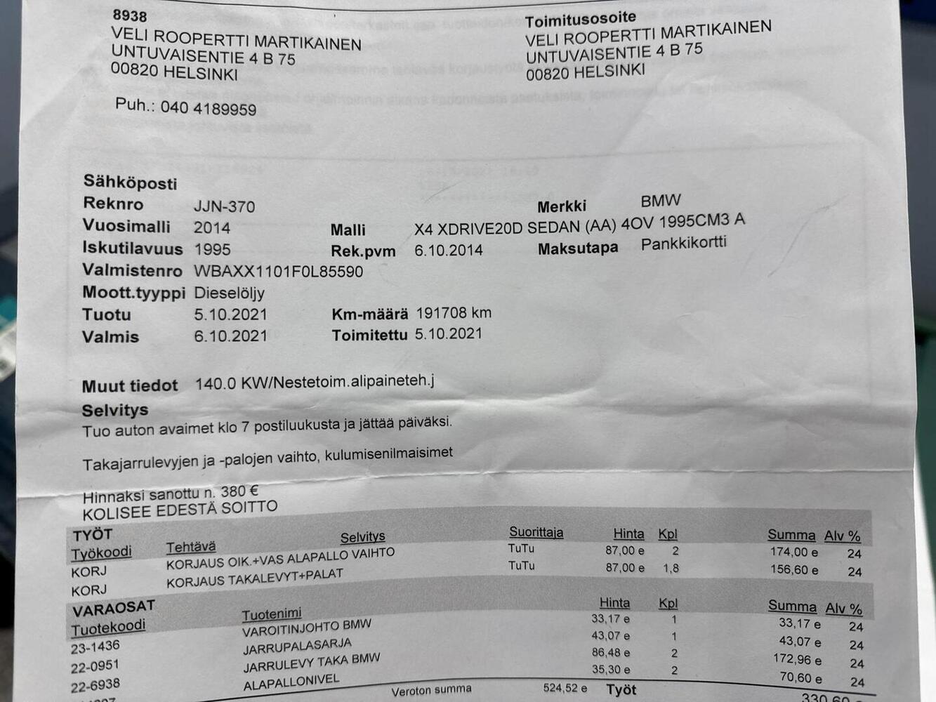 BMW X4 vaihtoauto