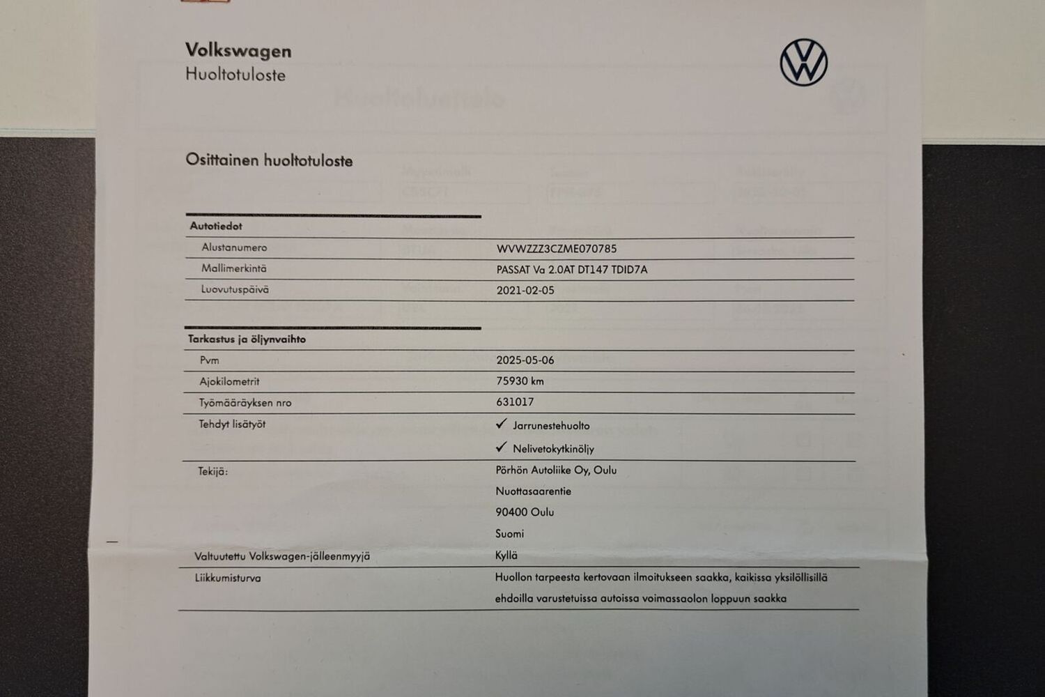 Volkswagen Passat vaihtoauto
