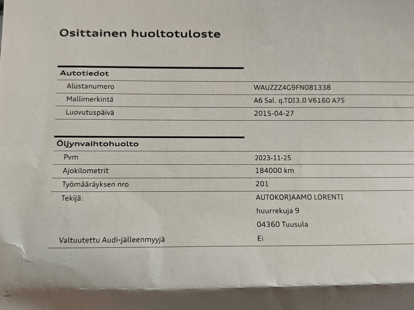 Audi A6 vaihtoauto