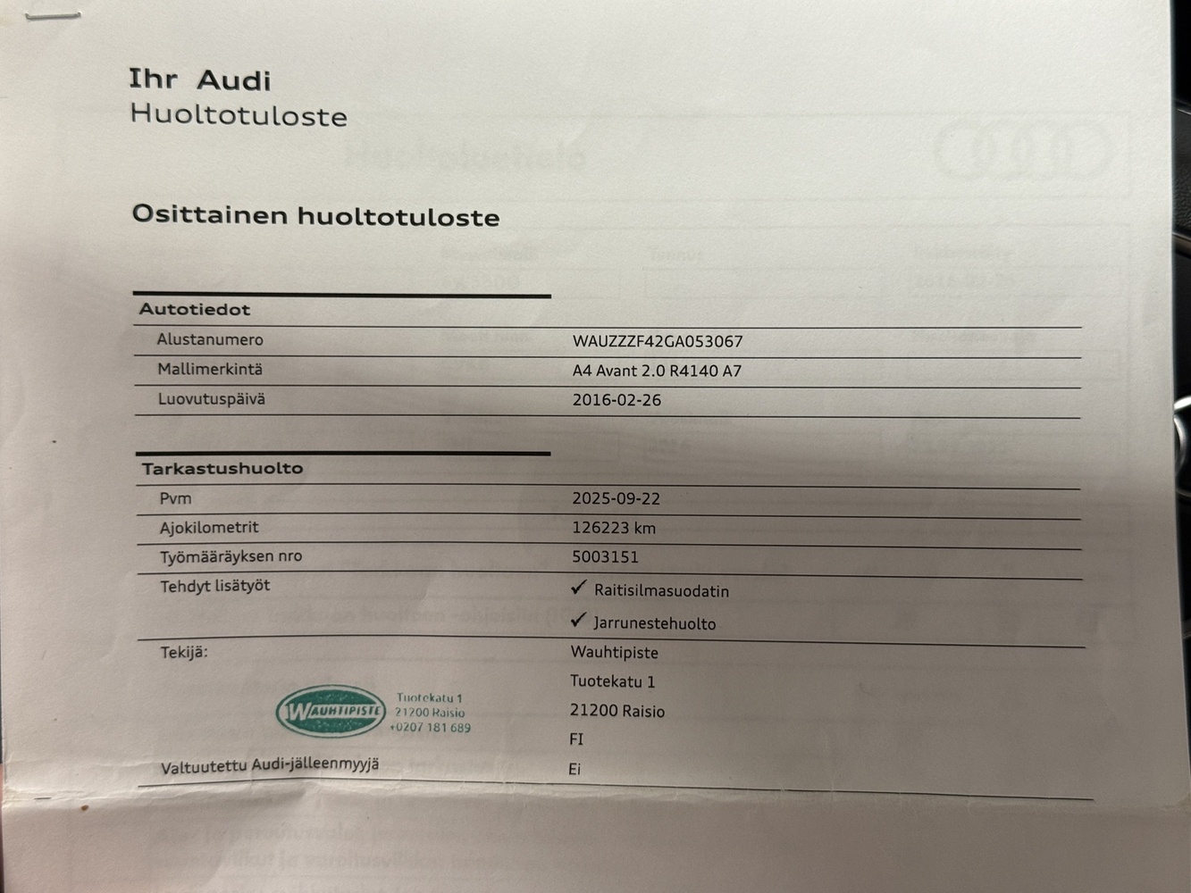 Audi A4 vaihtoauto