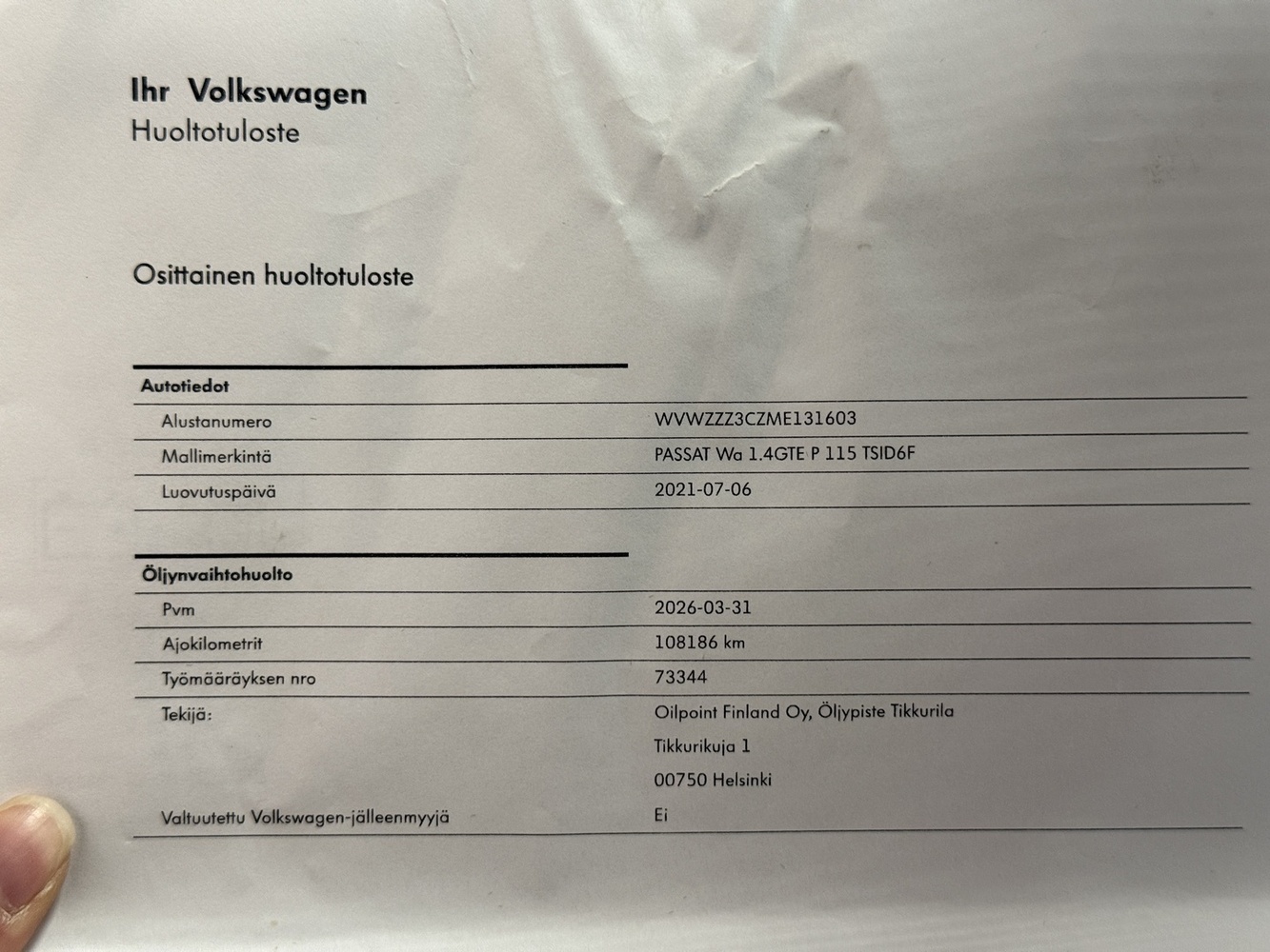 Volkswagen Passat vaihtoauto