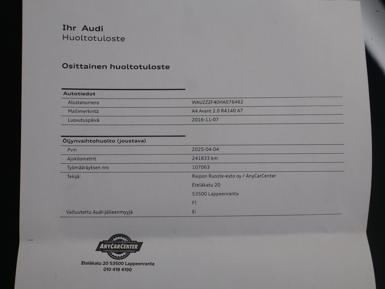 Audi A4 vaihtoauto