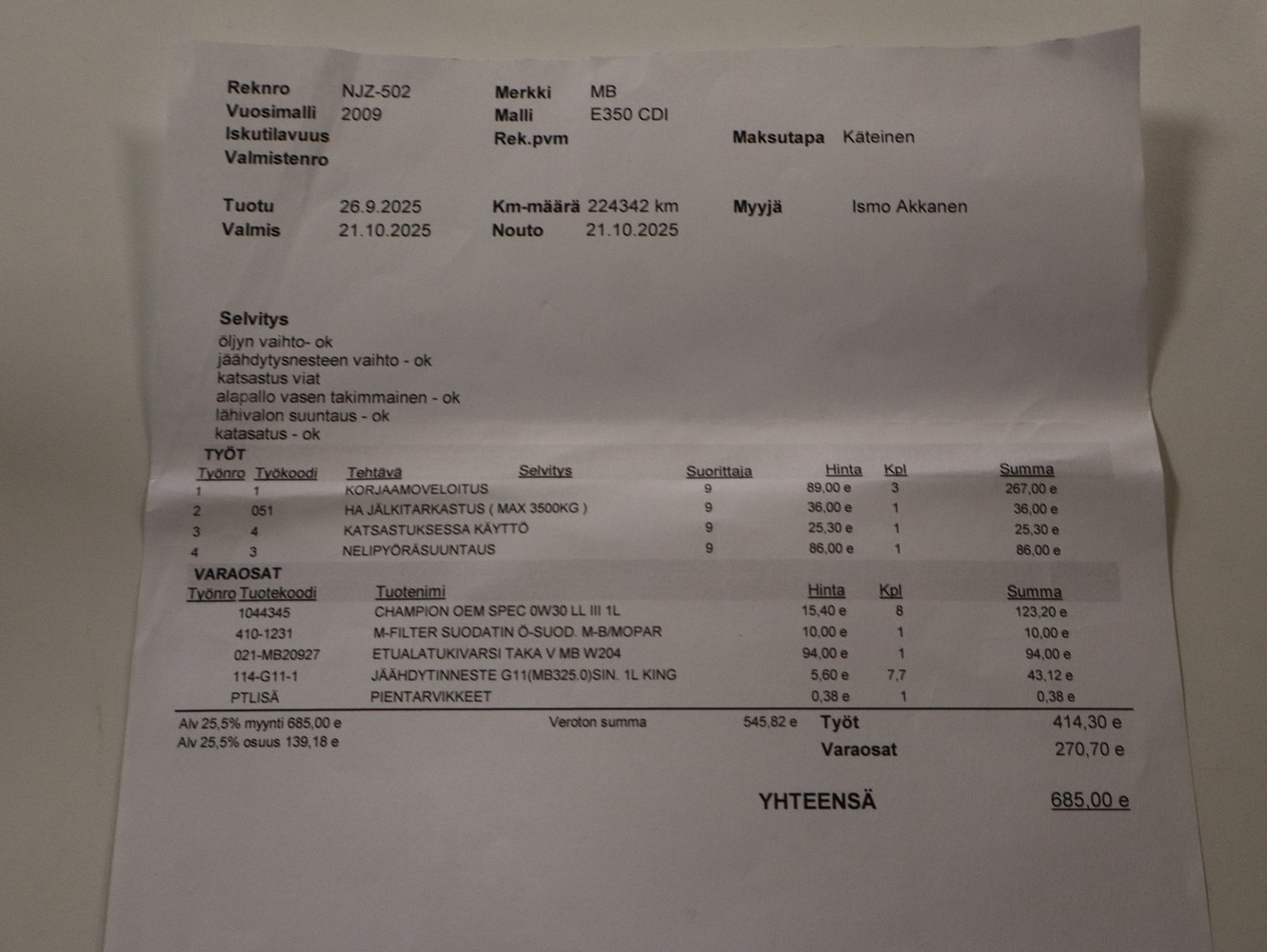 Mercedes-Benz E vaihtoauto