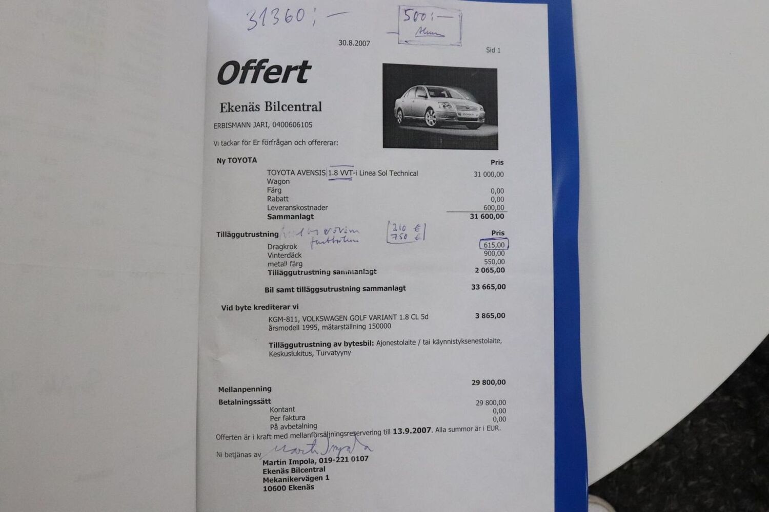Toyota Avensis vaihtoauto