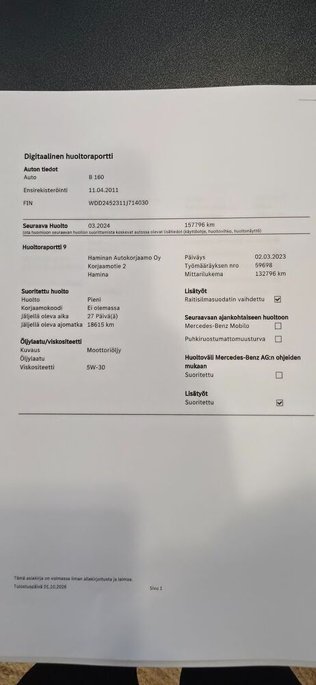 Mercedes-Benz B vaihtoauto
