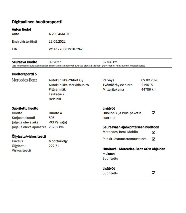Mercedes-Benz A vaihtoauto