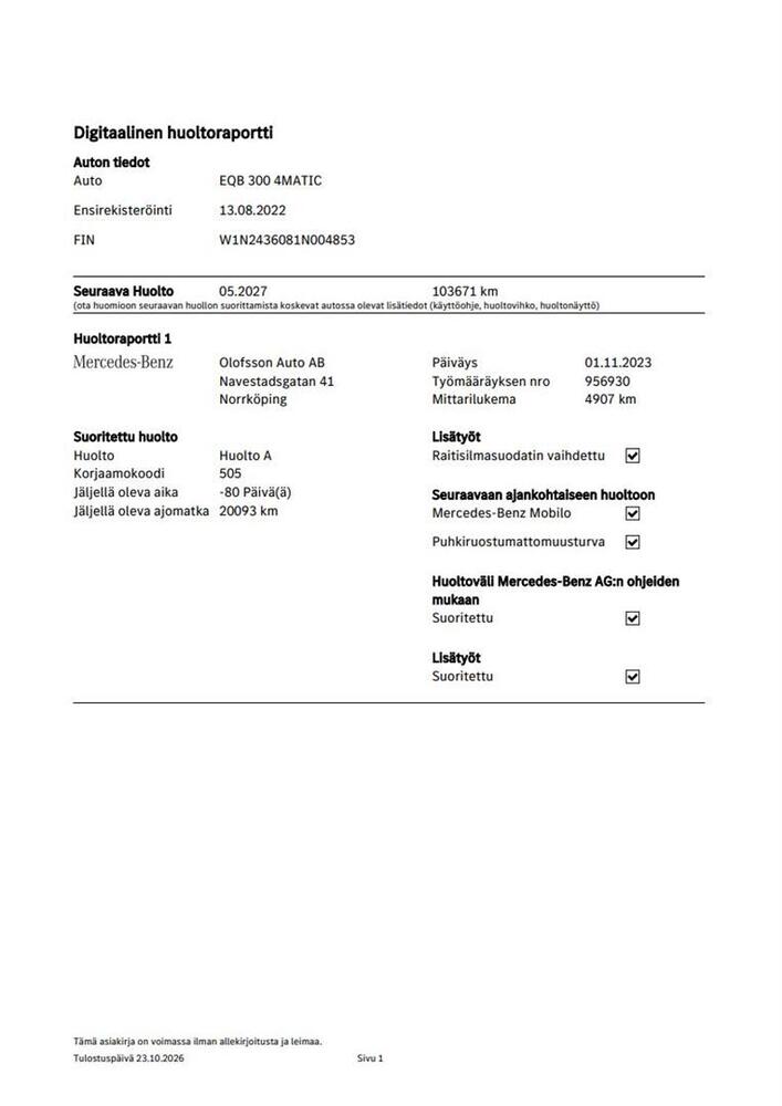 Mercedes-Benz EQB vaihtoauto
