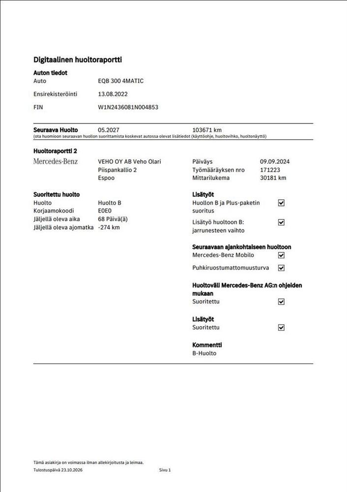 Mercedes-Benz EQB vaihtoauto