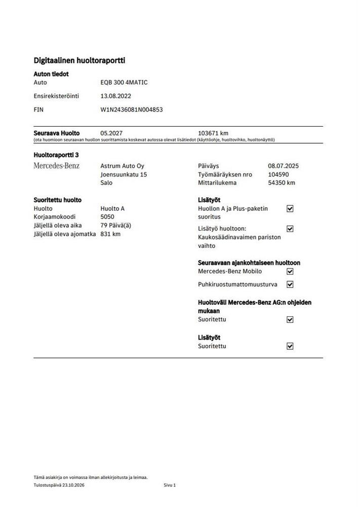 Mercedes-Benz EQB vaihtoauto