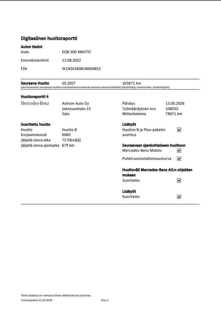 Mercedes-Benz EQB vaihtoauto