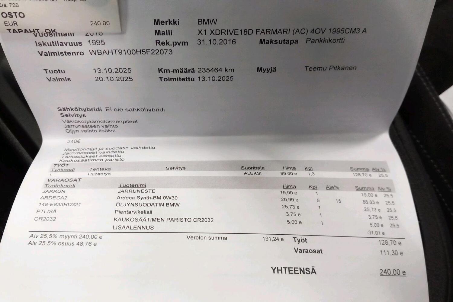 BMW X1 vaihtoauto