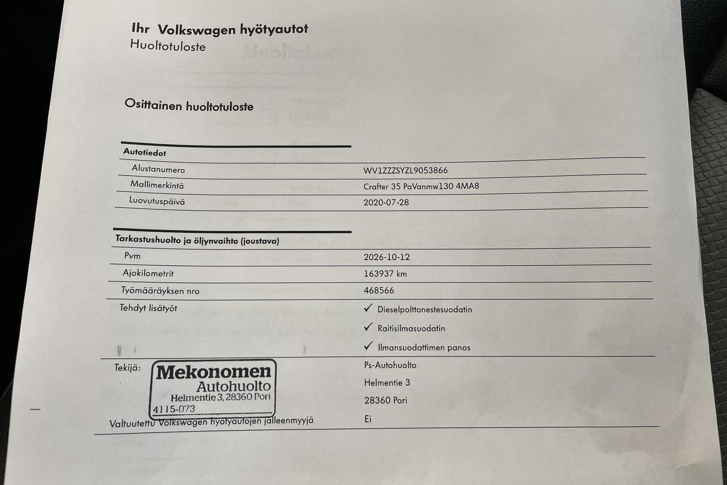 Volkswagen Crafter vaihtoauto