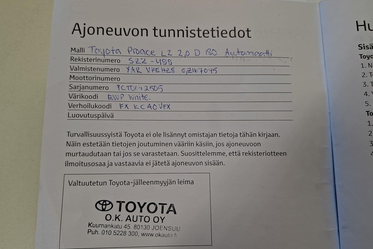 Toyota Proace vaihtoauto