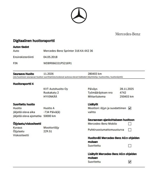 Mercedes-Benz Sprinter vaihtoauto