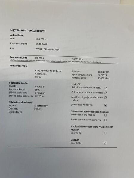 Mercedes-Benz CLA-sarja vaihtoauto