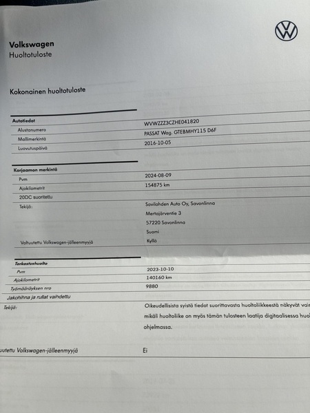 Volkswagen Passat vaihtoauto