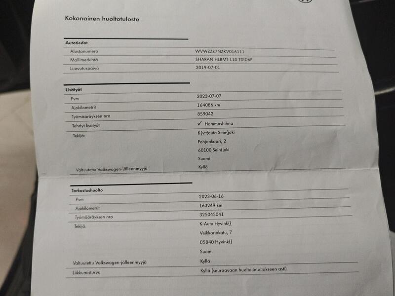 Volkswagen Sharan vaihtoauto
