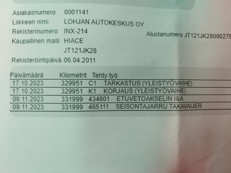 Toyota Hiace vaihtoauto