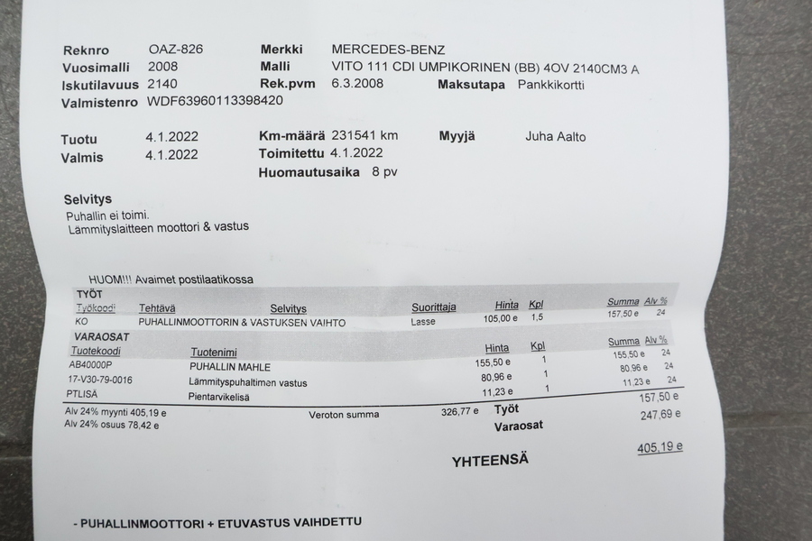 Mercedes-Benz Vito vaihtoauto