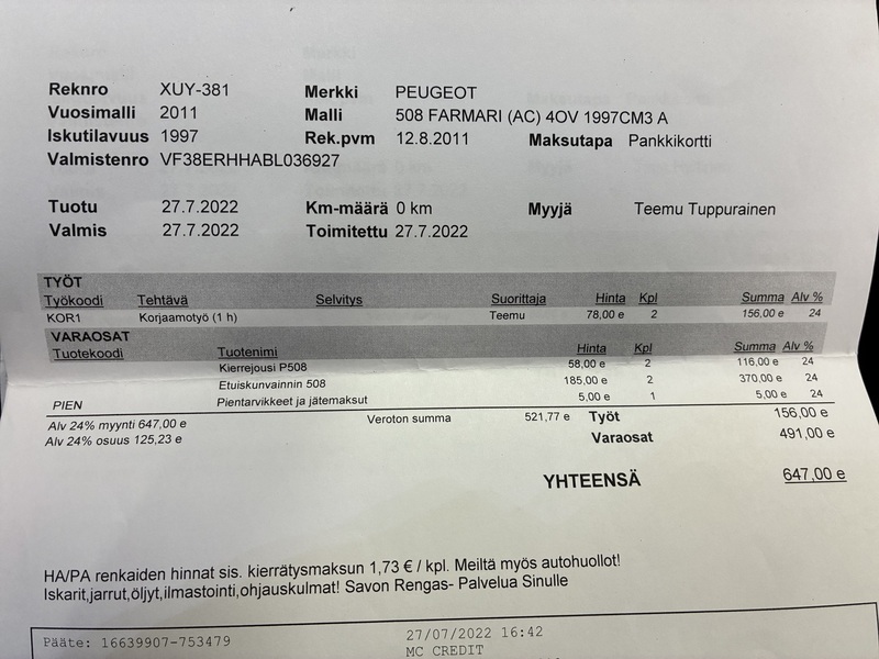 Peugeot 508 vaihtoauto