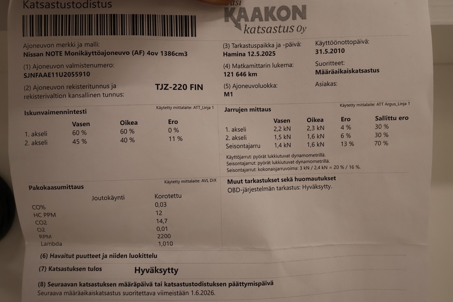 Nissan NOTE vaihtoauto