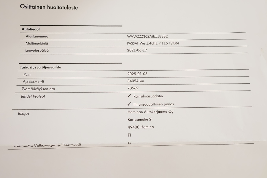 Volkswagen Passat vaihtoauto