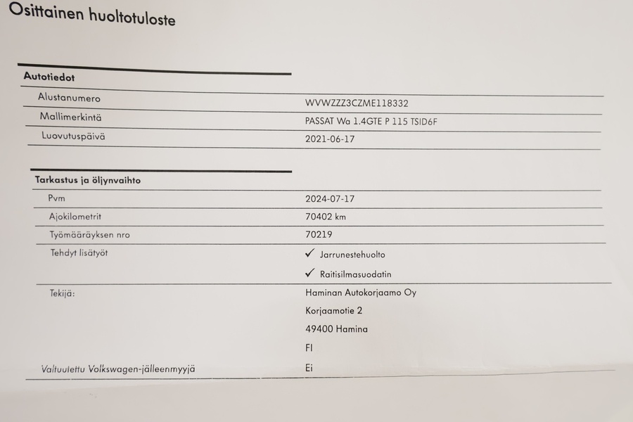 Volkswagen Passat vaihtoauto