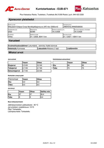 Mitsubishi Eclipse Cross vaihtoauto